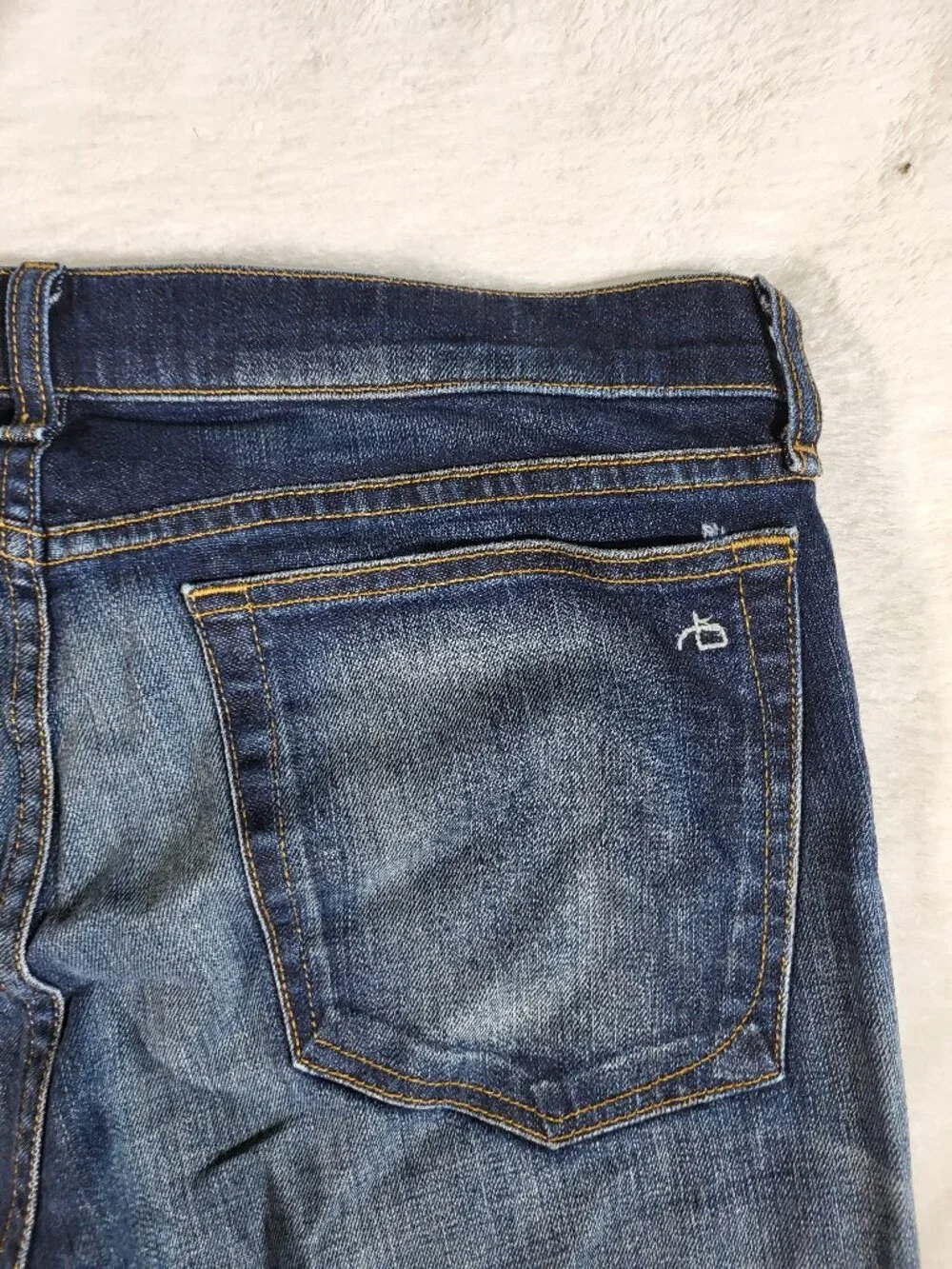 Rag & Bone The Dre Blue Denim Slim Cotton Polyurethane Jeans - Size 29
